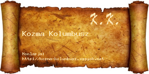 Kozma Kolumbusz névjegykártya